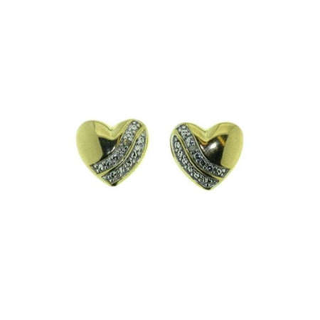 Ss 10k Gld Plated Dia Accent Heart Stud