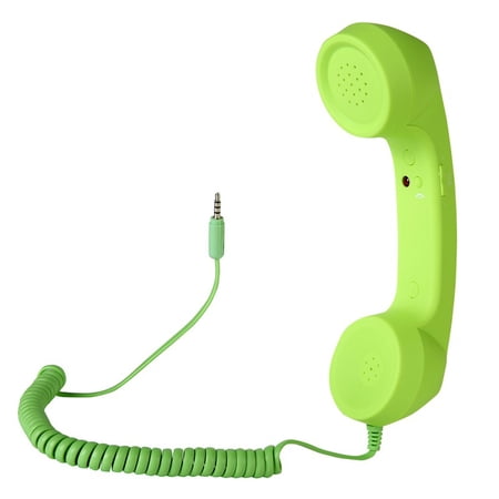 Vintage Retro Telephone Handset Cell Phone Receiver MIC Microphone for Cellphone Smartphone  3.5 mm Socket  Green