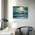 thumbnail image 4 of Nawypu Canvas Wall Art For Living Room Decorations Photo Prints - Blue Sea View The Moon Landscape - Large Modern Home Decor Room Stretched And Framed Ready To Hang Picture Artwork, 4 of 5
