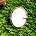 thumbnail image 2 of Handmade Mother of Pearl Ring: Oval Gemstone, Boho Silver Statement, 2 of 10
