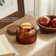 thumbnail image 6 of Better Homes & Gardens Farm Apple Pumpkin Scented Cotton 2-Wicks Ribbed Mecury Glass Jar Candle with Wooden Lid 18oz, 6 of 7