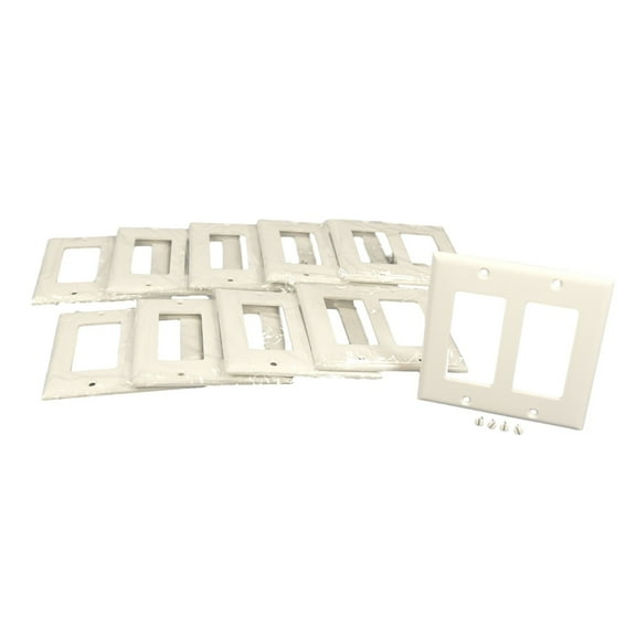 Cooper Wiring Devices 2152W 2-Gang Decorator GFCI Rocker Switch Wall Plate, Standard Size,Thermoset Plastic, White (Pack of 10)