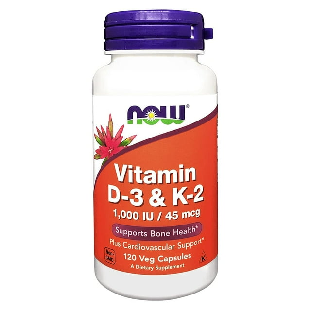 Vitamina D-3 y K-2 de Supplement Now Foods, 120 cápsulas vegetarianas