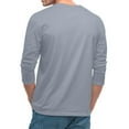 thumbnail image 4 of 3/4 Sleeve Shirts for Men Solid Color Crew Neck Baseball T-Shirts Casual Loose Fit Three Quarter Sleeve Tees Gray XL, 4 of 7