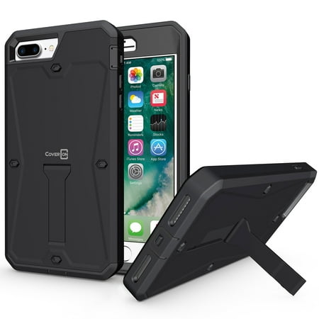 Empire Silver Heavy Gauge CoverON Apple iPhone 7 Plus (5.5) / 8 Plus Case, Priwen Series Heavy Duty Protective Hybrid Phone Cover with Kickstand ()