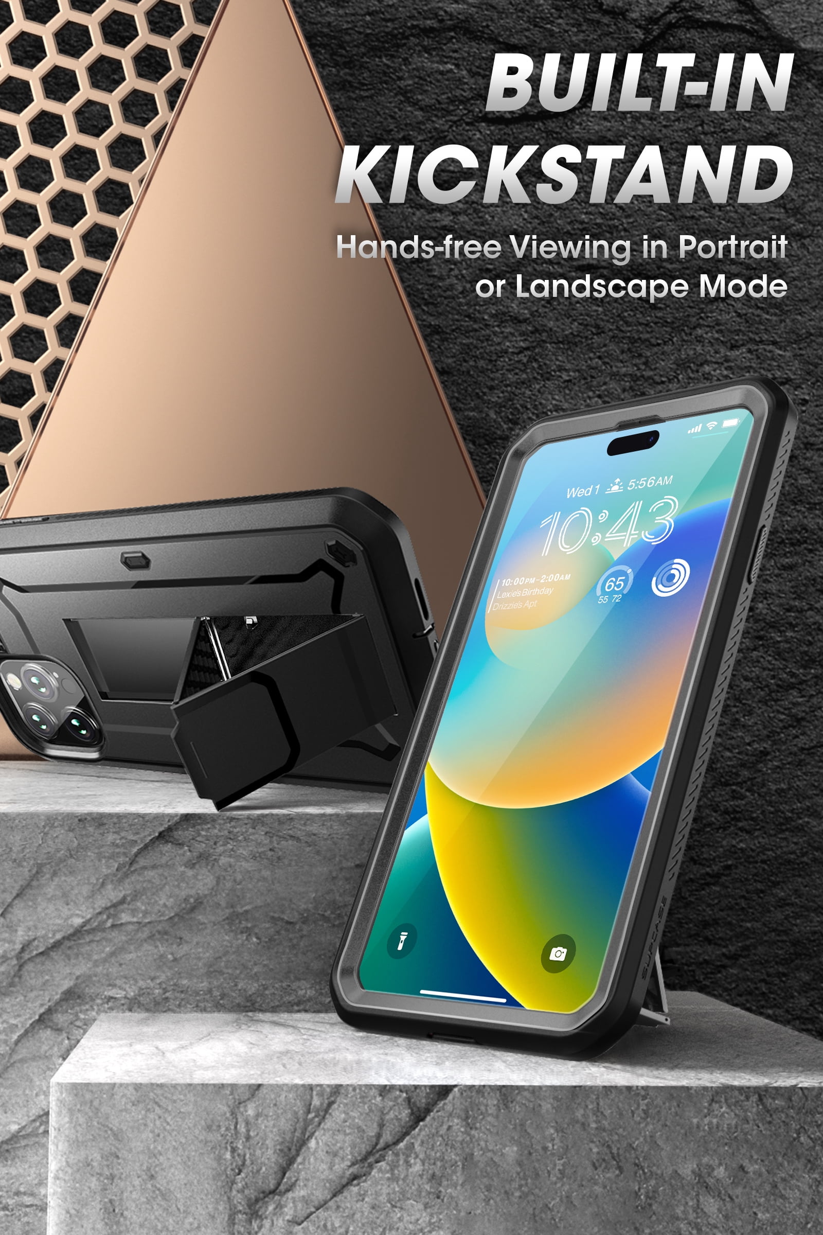SUPCASE Unicorn Beetle Pro Case for iPhone 14 Pro Max 6.7", Built-in [Tempered Glass Screen Protector] Heavy Duty Rugged Case with Kickstand & Belt-Clip (Dark Black)