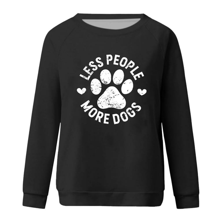 CYMMPU Girls' Less people more dogs Tops Long Sleeve Shirts Funny