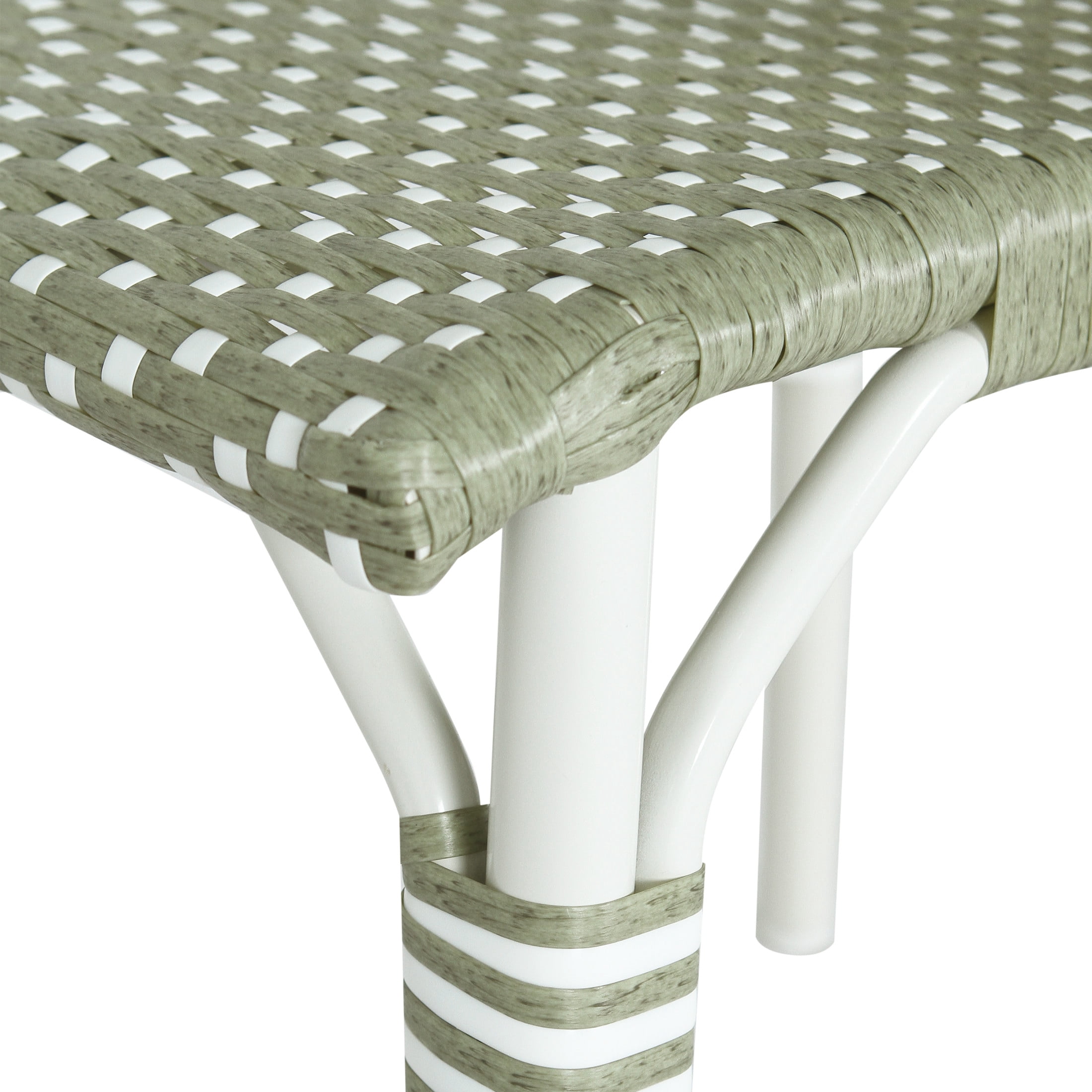 Christopher Knight Home Outdoor French Bistro Chairs, PE Rattan and Aluminum Frame, Green & White, Set of 2
