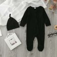 thumbnail image 2 of Gibobby Conjunto de leggings para bebés y niñas Bebé NiñosNiñas Manga Larga Sólido Cremallera Mono Mono Sombrero Trajes(Negro, 3-6 Meses), 2 of 5