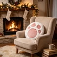 thumbnail image 5 of Adorable Cat Paw Faux Fur Throw Pillow Cover – Round Fluffy Cushion Case, Soft Plush Accent for Sofa Bed Chair Couch Dorm Room Kawaii Home Decor, 5 of 8