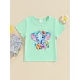 thumbnail image 2 of Kids Girls Summer T-Shirt Cartoon ElephantFlower Print Short Sleeve Round Neck Graphic Tops, 2 of 7