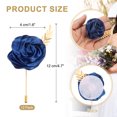 thumbnail image 2 of 12pcs Navy Rose Boutonnieres Flower Buttonholes Pocket Boutonnieres Pins with Leaf for Wedding (4.7 x 2 Inch), 2 of 6