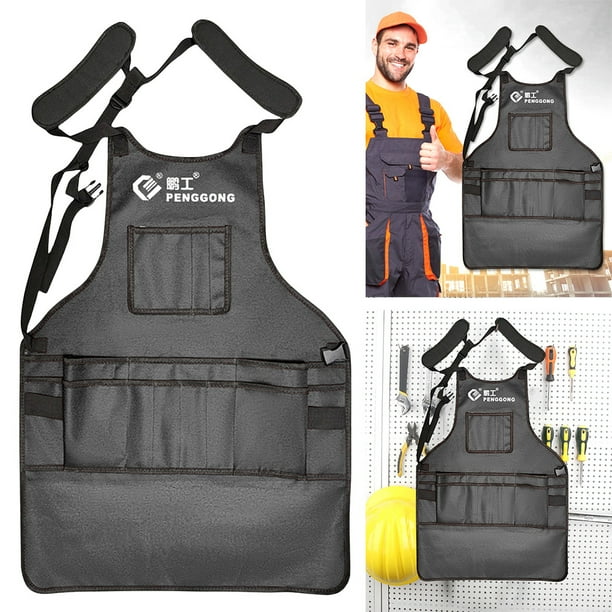 Delantal impermeable delantal jardinería trabajos limpieza ropa reparación automóviles ropa carpintero pechera extendida (negro) (089-1)