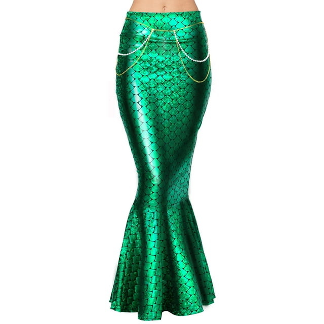 Falda de sirena Spooktacular Creations con holograma metálico con perla