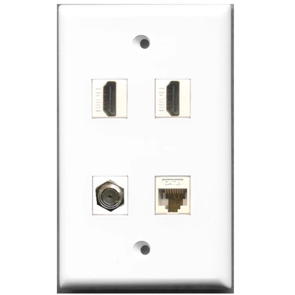Ultra Spec Cables 2 Port HDMI 1 Coax Cable TV- F-Type Cat6 Ethernet Wall Plate w/Female/Female Jacks