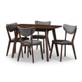thumbnail image 2 of Baxton Studio Hadrea Mid-century Modern Walnut-Finished Dark Grey Fabric Upholstered 5-Piece Dining Set, 2 of 6