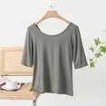 thumbnail image 3 of HomeGardon Women Shirts Tops for Women Fashion Women's Summer Casual Solid Color Loose 1/2 Sleeve Round-Neck Top,XL-XXL, 3 of 6