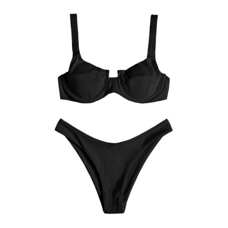 Womens Underwire Bra & High Cut Bottom  Bathing Suits Swimsuits For Women
