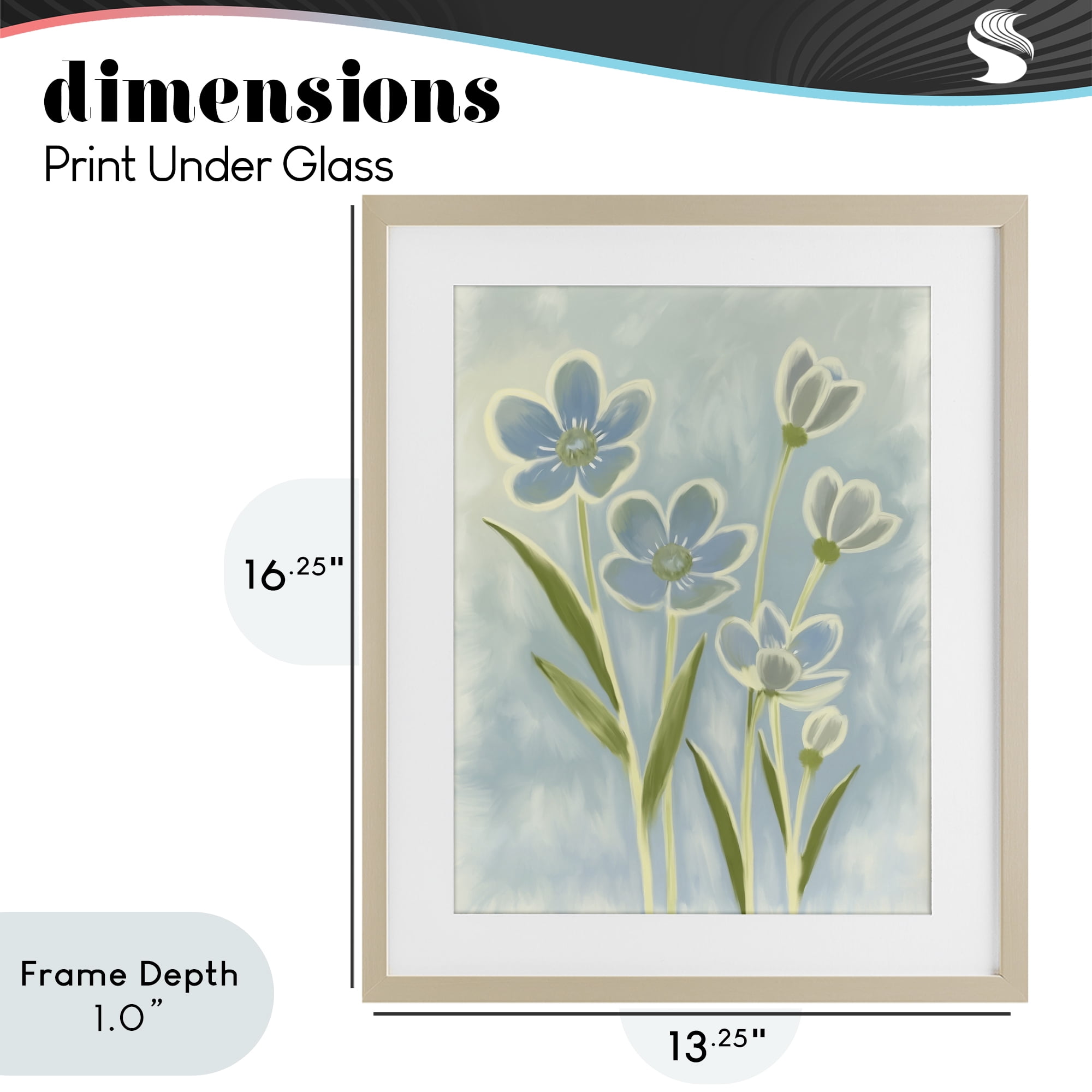 Stupell Industries Blue Petals Contour Birch Framed Print Under Glass, design by Kim Allen