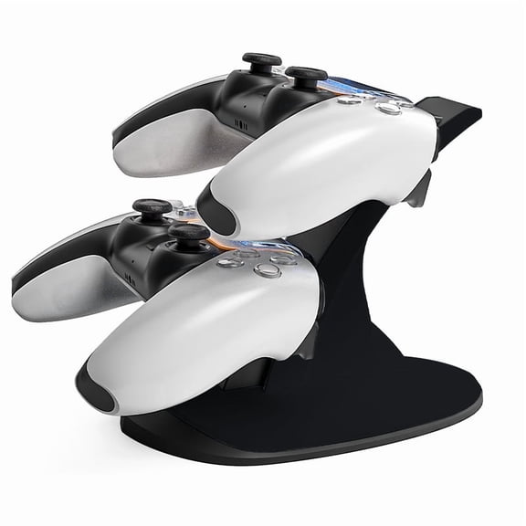 Wireless Dual Charging Station for PS5 Controllers - Plane-Travel Safe Charger with Blue LED Indicators, Fast Charging, Anti-Slip Base | PS5 Accessories