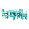 thumbnail image 2 of WestinTrends Ashore 6-Piece Outdoor HDPE Patio Dining Table Set with Bench, Turquoise, 2 of 9