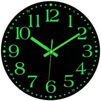 JoFomp Modern Night Light 12" Quartz Wall Clock with Silent Sweep Movement for Bedroom, Kitchen
