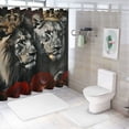 thumbnail image 7 of JEUXUS Lion Lioness Crown Bathroom Shower Curtain Set with Hooks, 100% Polyester Fabric, Multiple Sizes 36"x72, 7 of 7