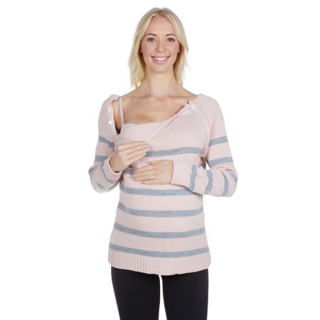 - Women's Maternity Snap Down Wide Scoop Neck Raglan Nursing Sweater