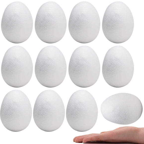Huevos de espuma para manualidades, color blanco, 9,5 cm, para decoración artesanal