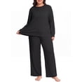 thumbnail image 5 of Cueply Women's Plus Size Pajama Sets Long Sleeve Tops and Pants Soft Lounge Sleepwear Set Casual Pjs with Pockets, 5 of 9