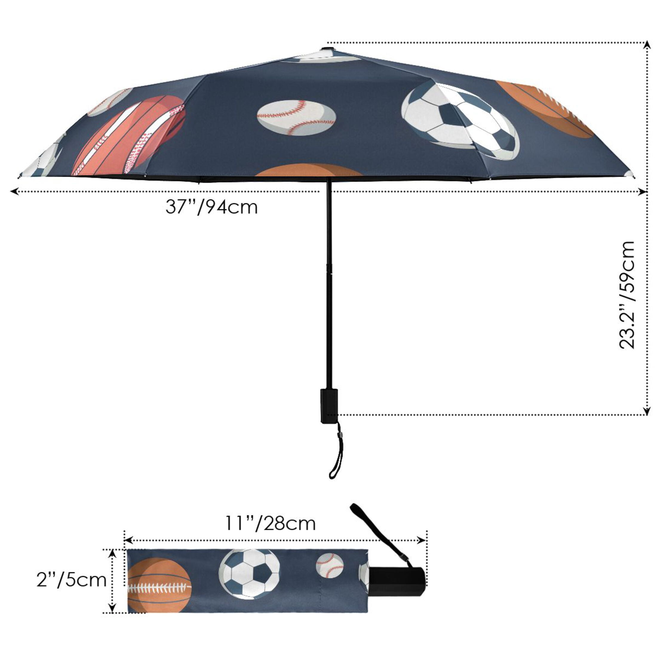 ALAZA Football Baseball UPF 50+ Compact Folding Umbrella for Rain Travel Umbrella Packable