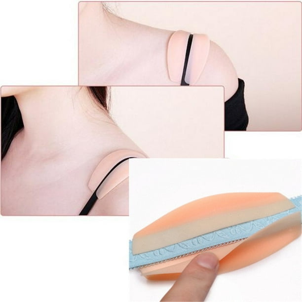 4 Pairs Bra Strap Cushions Holder, Silicone Bra Strap Cushions Holder Non- slip Shoulder Protectors Pads, Bra Cushions Pads For Women Ladies, Beige  and White 