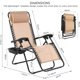thumbnail image 2 of Tumbona Plegable Jardin, Incluye Soporte para Bebidas, Almohada, Respaldo y Reposabrazos Ajustables, Tumbona Ergonómica y Transpirable para el Almuerzo, Beige esquí esquí Gafas de esquí, 2 of 5
