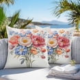 thumbnail image 4 of Outdoor Pillow Cover Red Blue Red Flowers Set of 2 Waterproof Throw Pillowcases Spring Floral Decorative Patio Furniture Pillows for Couch Garden Indoor & Outdoor Use, 4 of 9