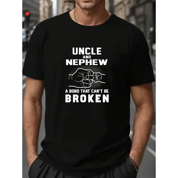 Uncle Nephew Fist Bump Graphic Family Quote for Men Unisex Short Sleeve Soft Cotton T-Shirt
