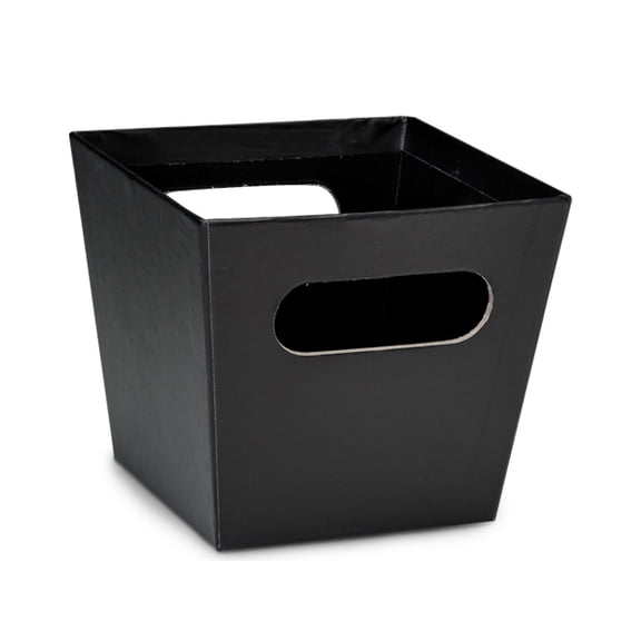 Pack of 6, Solid Small Black Square Gourmet Market Tray 5 x 5 x 4.5" Made From Heavy Laminated Boxboard & As Great Gourmet Gift Baskets, Food Baskets or Home Decor Decorative Accessory