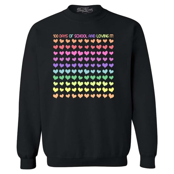 Shop4Ever Men's 100 Days of School and Loving It! Crewneck Sweatshirt Small Black