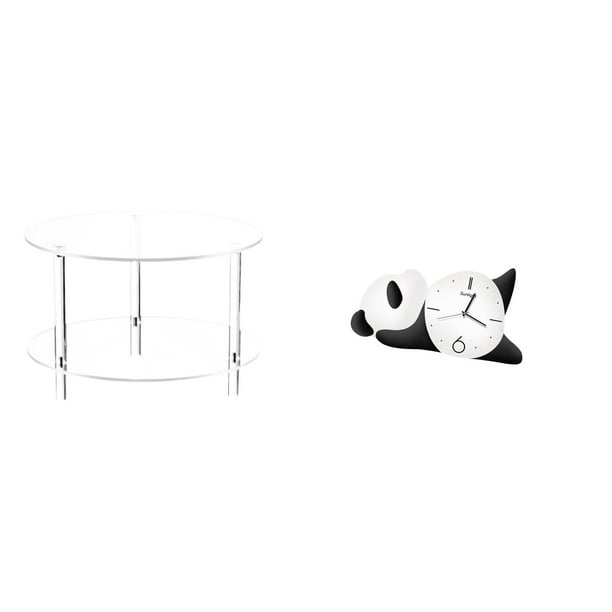Mesita Auxiliar Compacta Con Forma De Panda, De Acrílico Transparente. Ideal Para La Sala De Estar O El Baño. Diseño Moderno Y Atractivo. Reloj De Pared. Diseño Práctico Y Resistente.