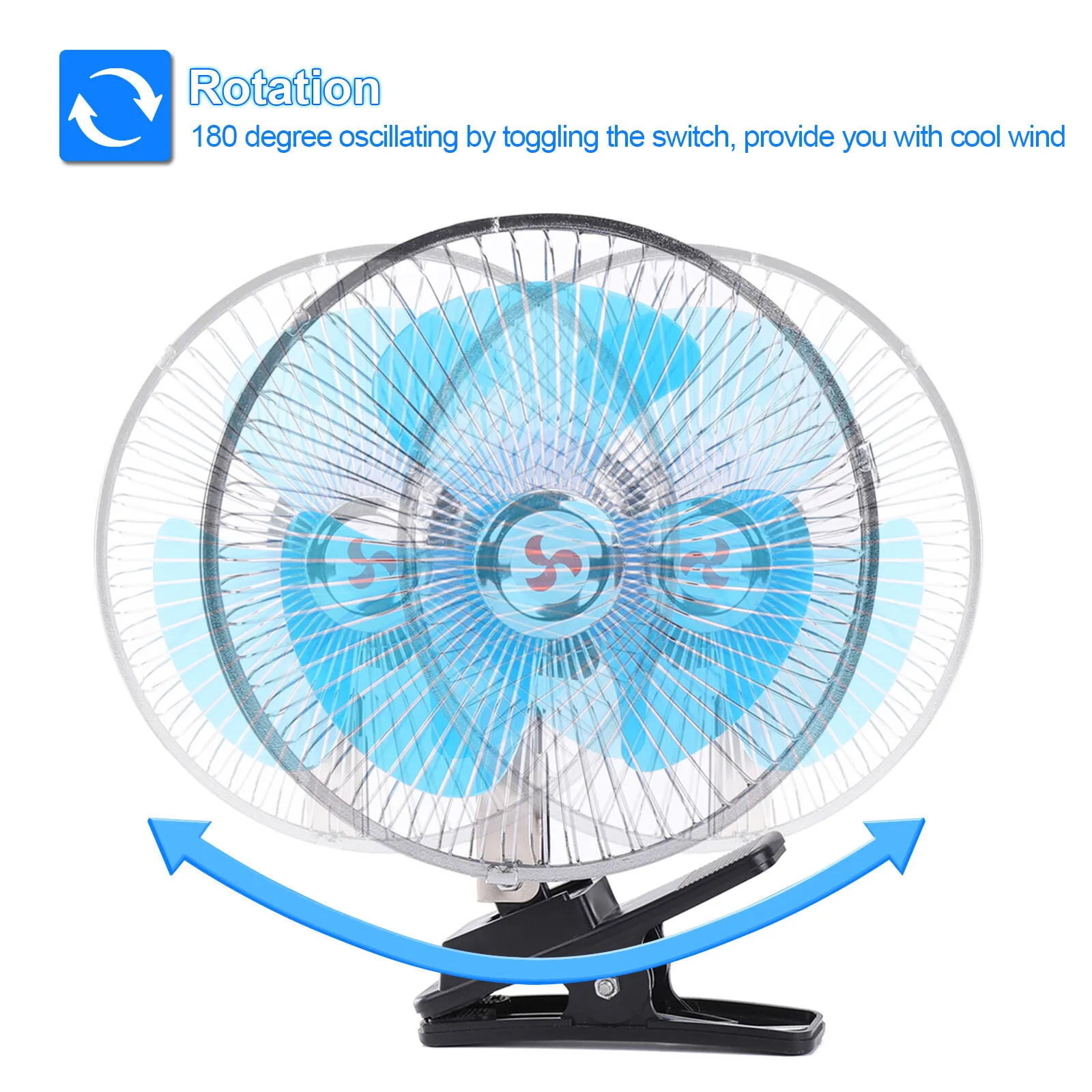 cigarette lighter fan walmart 8inch 12V Car Oscillating Clip On Fan 180 Degree Rotation Strong Wind Cigarette  Lighter Fan with Clamp Easy Attachment to Console or Dash