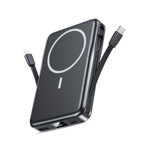 Fundeal Portable Charger, 10000mAh Power Bank, 5 in 1 Portable Charger with Built in Cable, 20W Fast Charging for Magsafe Battery Pack Compatible with iPhone 16/15/14/13 Pro/Pro Max, Samsung Series