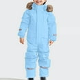 thumbnail image 2 of Miluxas Snow Suit for Kids Girls Boys One-Piece Snowsuit Ski Snowboard Jumpsuits Winter Warm Waterproof Outdoor Overalls Sky Blue 120(120), 2 of 5