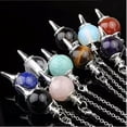 thumbnail image 2 of GKNET Natural Pendulum Pendant Dowsing Bead Quartz Crystal Healing Chakra Gem Decor-Opal Quartz-10Pcs, 2 of 9