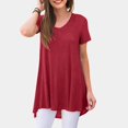 thumbnail image 2 of VERUGU Women's Short Sleeve V-Neck Shirts Casual Solid Tunic Tops Blouse Wine XL, 2 of 6