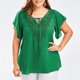 thumbnail image 5 of Gibobby Blusa Termica Camiseta manga encaje sólido más blusa tamaño mujer murciélago corto Casual Tops blusa de mujer（Verde， XXL), 5 of 5