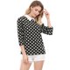 thumbnail image 4 of Allegra K Disfraz de Halloween para mujer Polka Dots Contraste Peter Pan Collar Top 3/4 Mangas Blusa Camisa Negro S, 4 of 6