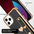 thumbnail image 4 of Designed for iPhone 14 Pro Case with Strap Luxury Love Heart Plating Gold Bumper Phone Cover Wristband Kickstand [Reinforced Corners] Shockproof Anti-Scratch Slim Case for Women-Black, 4 of 9