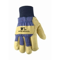 Insulated Grain Pigskin Leather Palm Work Gloves, Palomino/Blue Pinstripe