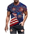 thumbnail image 2 of Men's Fireworks American Flag T-Shirt 3D Printed Patriotic Graphic Tees Short Sleeve Crewneck Summer Casual Tops Independence Day Celebration Party Shirt, 2 of 6