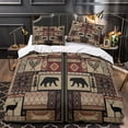 thumbnail image 3 of LAICAIW Ensemble de Courtepointes 3 Courtepointe Rustique Couvre-Lit Courtepointe Literie Campagne Patchwork Literie Ours Maison Courtepointe Légère Réversible Literie Rustique Animal de la Forêt Orignal Literie de Chalet Grand Lit (203x228cm), 3 of 7
