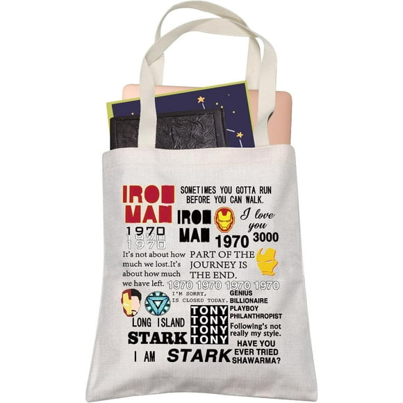 shiyou-Iron Hero Movie Tote Bag Superhero Inspired Gift Comic Book Lover Shopping Bag for Fans